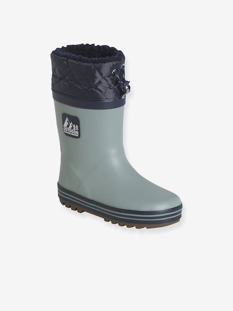 Lined Rubber Wellies for Children sage green - vertbaudet enfant 
