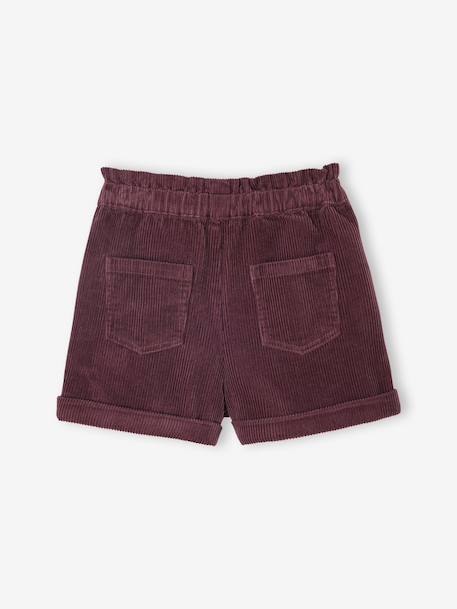 Girl's velvet shorts with embroidered sparkly heart detail plum - vertbaudet enfant 