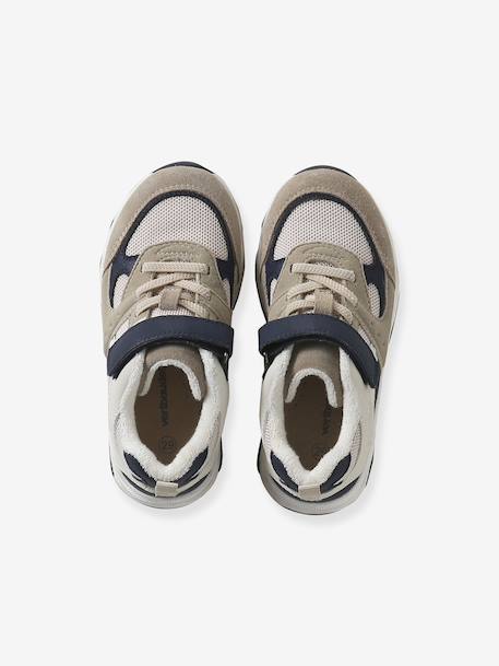 Trainers with elasticated laces and hook and loop fasteners for children, nursery collection ecru - vertbaudet enfant 