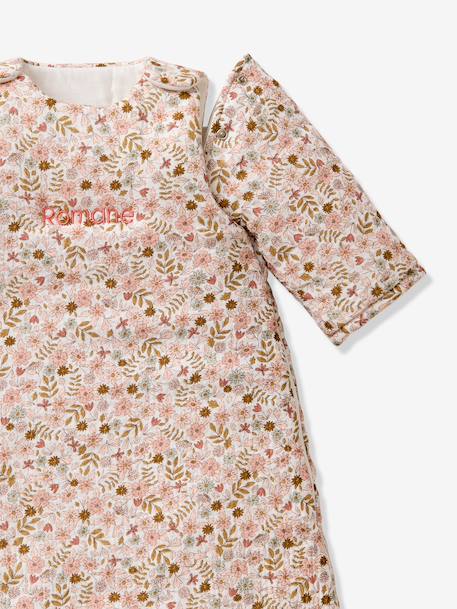 Customisable baby sleeping bag with detachable sleeves FLORA printed white - vertbaudet enfant 