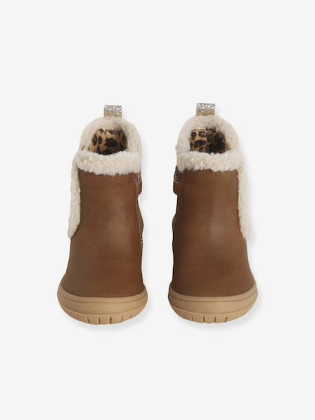 Girls' faux fur lined synthetic boots camel - vertbaudet enfant 