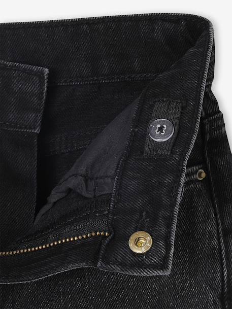 Wide-Leg Jeans with Turn-Ups for Girls black denim - vertbaudet enfant 