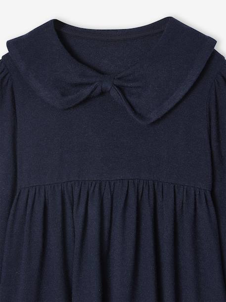Fancy collared knitted dress for girls blush+navy blue - vertbaudet enfant 