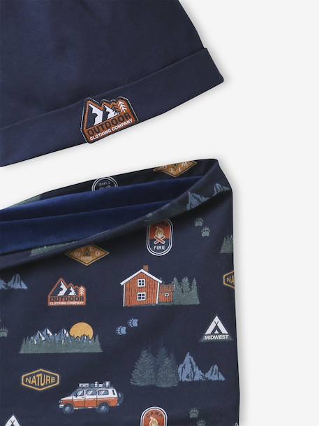 Ensemble garçon bonnet + snood « Nature » marine - vertbaudet enfant 