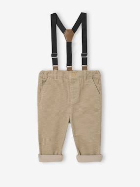 Corduroy Trousers with Removable Braces, for Babies - vertbaudet enfant -Corduroy Trousers with Removable Braces, for Babies