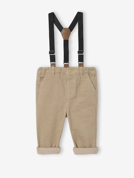 Corduroy Trousers with Removable Braces, for Babies beige - vertbaudet enfant 