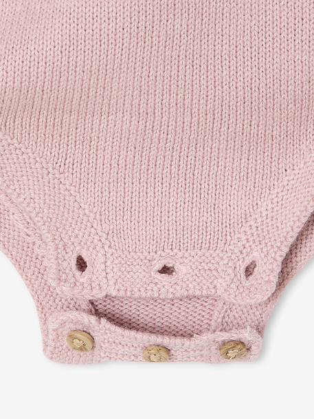Ensemble naissance barboteuse en tricot et collants mauve - vertbaudet enfant 
