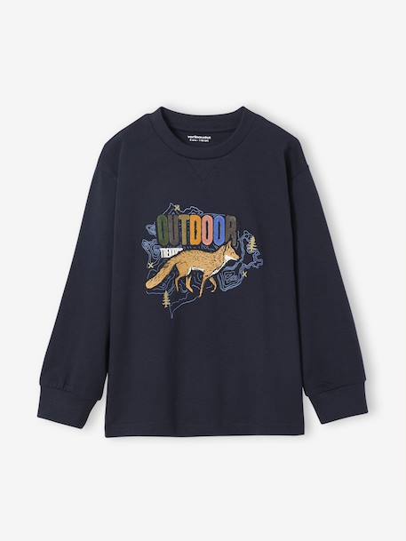 Printed Long-Sleeved T-Shirt for Boys navy blue - vertbaudet enfant 