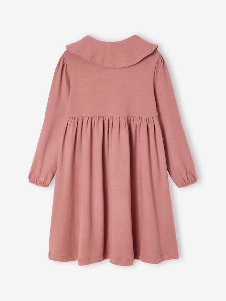 Fancy collared knitted dress for girls blush+navy blue - vertbaudet enfant 
