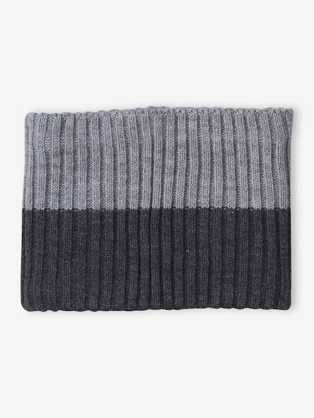 Boys' beanie + snood + gloves 'Mountains' set marl grey+night blue - vertbaudet enfant 