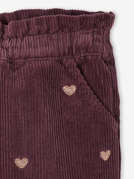 Girl's velvet shorts with embroidered sparkly heart detail plum - vertbaudet enfant 