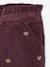Girl's velvet shorts with embroidered sparkly heart detail plum - vertbaudet enfant 