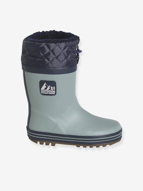 Lined Rubber Wellies for Children sage green - vertbaudet enfant 