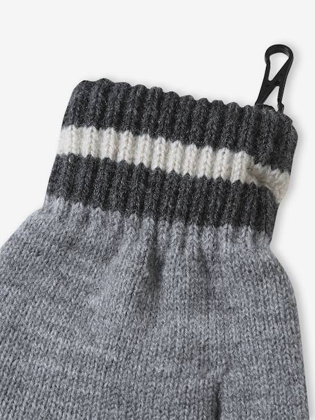 Boys' beanie + snood + gloves 'Mountains' set marl grey+night blue - vertbaudet enfant 