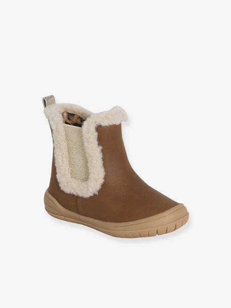 Girls' faux fur lined synthetic boots camel - vertbaudet enfant 