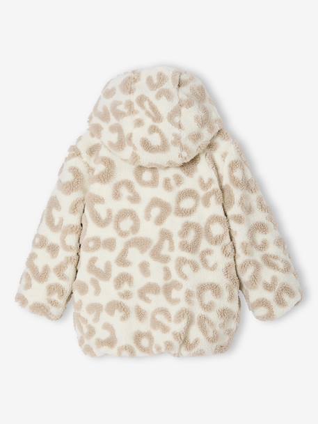Reversible Hooded Lightweight Jacket with Leopard Print for Girls mocha - vertbaudet enfant 