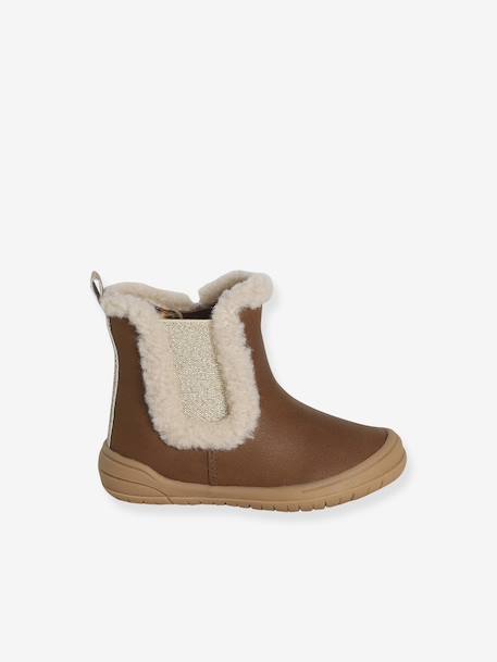 Girls' faux fur lined synthetic boots camel - vertbaudet enfant 