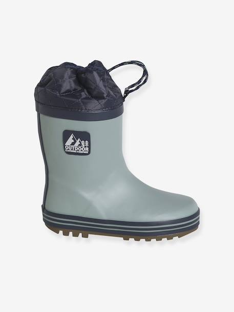 Lined Rubber Wellies for Children sage green - vertbaudet enfant 