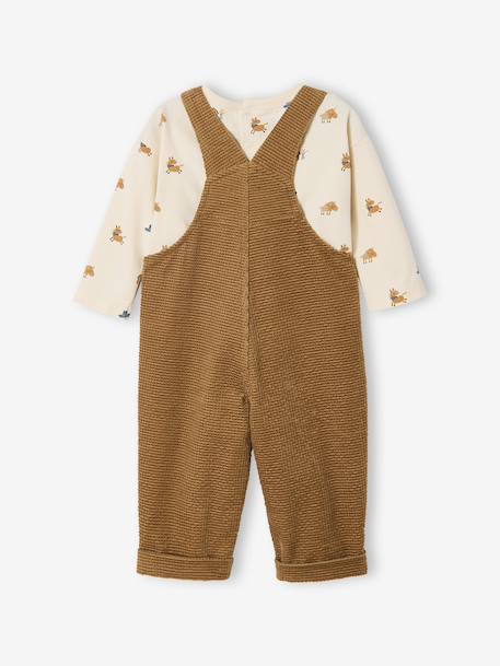 Velvet dungaree set + T-shirt for babies caramel - vertbaudet enfant 
