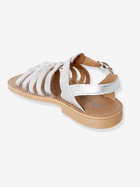 Leather Sandals for Girls Silver - vertbaudet enfant 