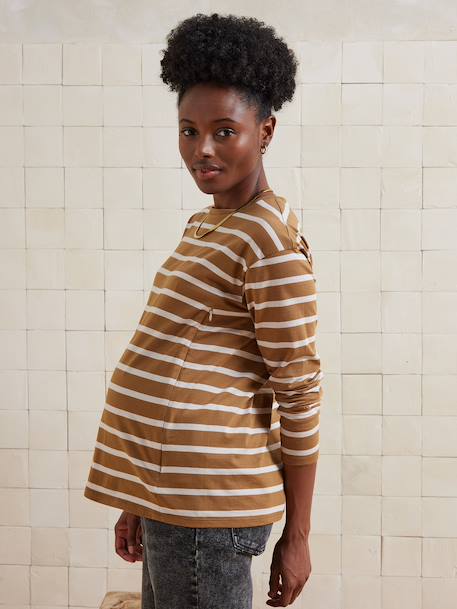 Crossover Top, Maternity & Nursing Special olive+Red Stripes+White Stripes - vertbaudet enfant 