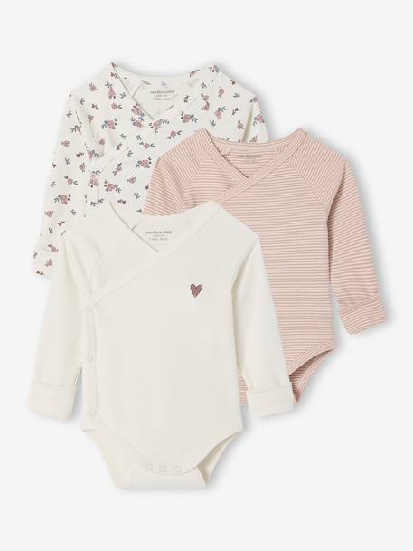 Pack of 3 Size-Adaptable Bodysuits for Babies rose - vertbaudet enfant 