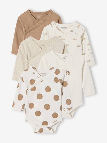 Pack of 5 Bodysuits with Cutaway Shoulders for Newborns hazel - vertbaudet enfant 