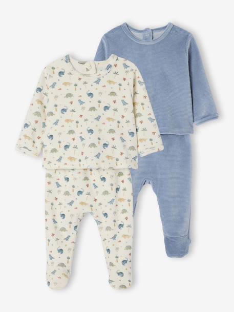 Lot de 2 pyjamas naissance 2 pièces velours écru - vertbaudet enfant 