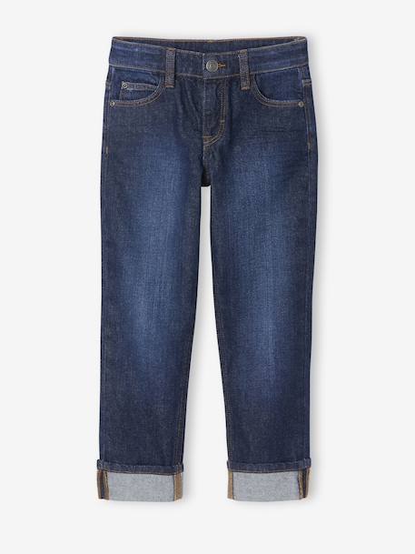 Straight Leg Jeans with Turn-Ups for Boys brut denim+stone - vertbaudet enfant 