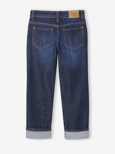 Jean garçon droit à revers denim brut+stone - vertbaudet enfant 