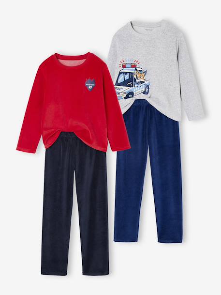 Pack of 2 'Police' Velour Pyjamas for Boys navy blue - vertbaudet enfant 