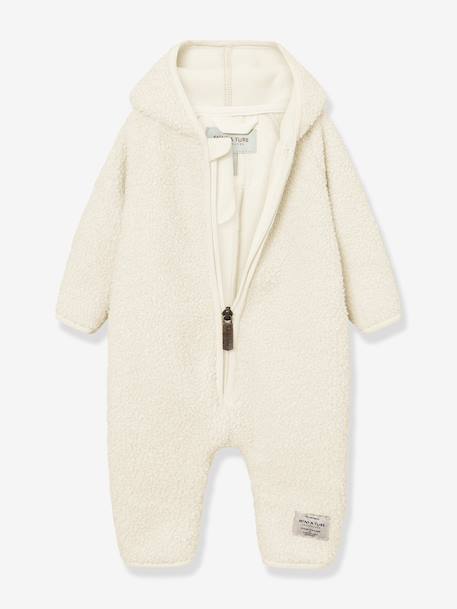 Pramsuit in teddy fleece MATADEL for babies by MINI A TURE ecru - vertbaudet enfant 