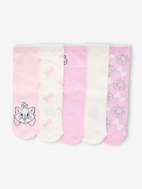 Pack of 5 pairs of DISNEY ANIMALS Marie the Aristocats girls' socks rose - vertbaudet enfant 
