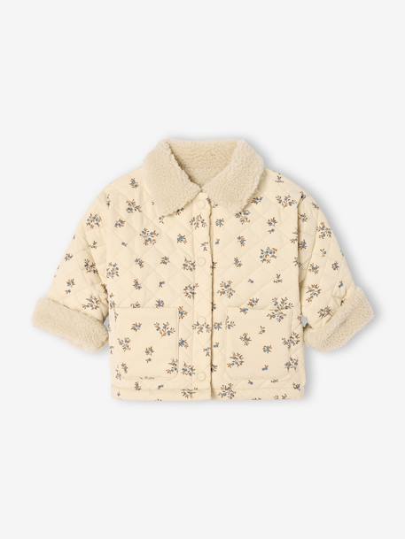 Quilted baby jacket in printed velvet vanilla - vertbaudet enfant 
