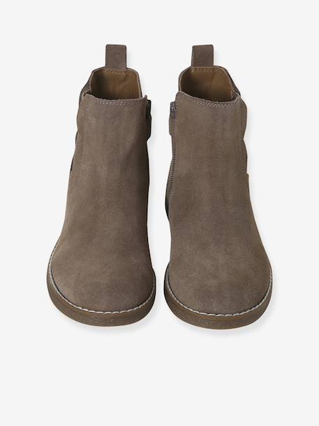 Boots enfant fille cuir zippées lot beige+noir+taupe - vertbaudet enfant 