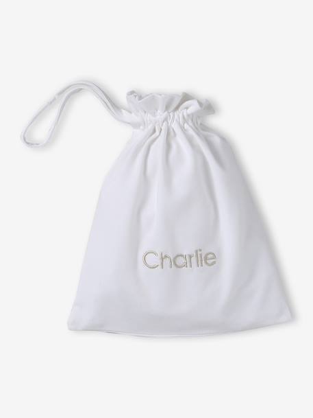 Beanie, Mittens & Booties + Pouch Set for Newborns marl beige+white - vertbaudet enfant 