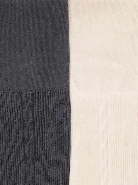 Pack of 2 Girls' Cable Knit Tights anthracite - vertbaudet enfant 