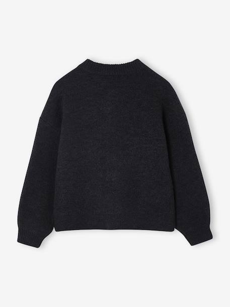 Girl's fancy cardigan with velvet bow anthracite+rosy - vertbaudet enfant 