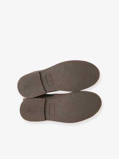 Leather Boots with Zip & Elastic for Girls black+set beige+taupe - vertbaudet enfant 