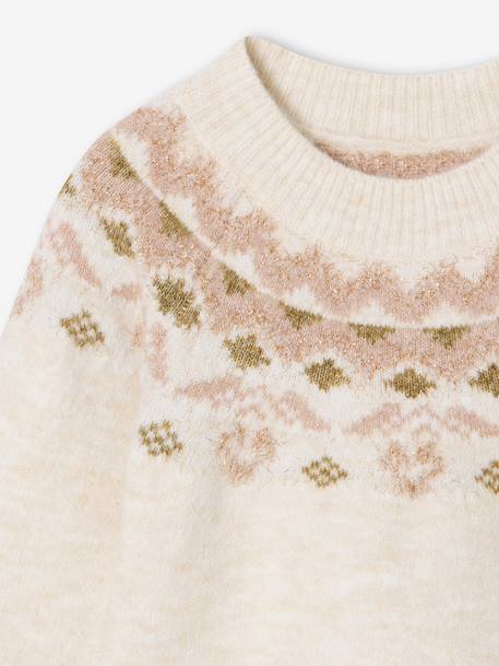 Girl's jacquard jumper with sparkly details vanilla - vertbaudet enfant 