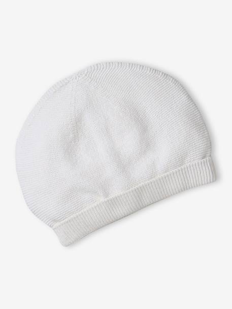 Beanie, Mittens & Booties + Pouch Set for Newborns marl beige+white - vertbaudet enfant 