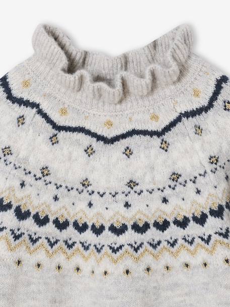 Girl's jacquard jumper with sparkly details marl grey+rosy - vertbaudet enfant 