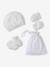 Beanie, Mittens & Booties + Pouch Set for Newborns marl beige+white - vertbaudet enfant 