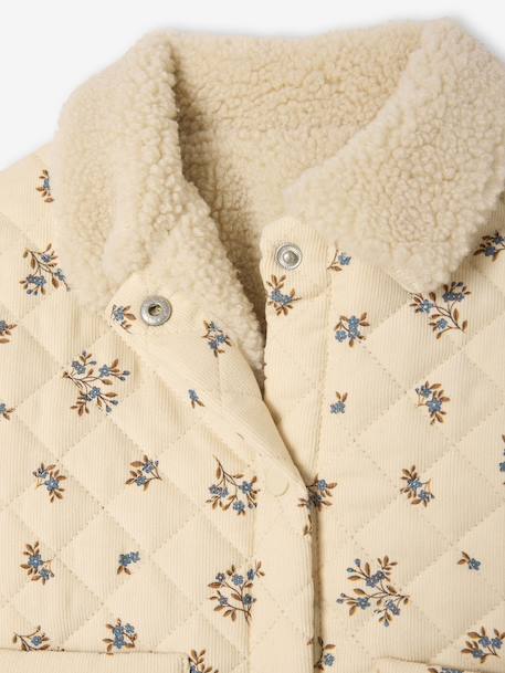 Quilted baby jacket in printed velvet vanilla - vertbaudet enfant 