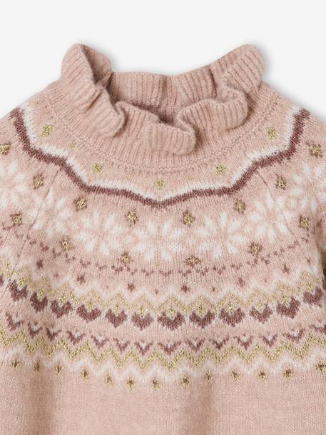 Girl's jacquard jumper with sparkly details marl grey+rosy - vertbaudet enfant 