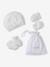 Beanie, Mittens & Booties + Pouch Set for Newborns marl beige+white - vertbaudet enfant 