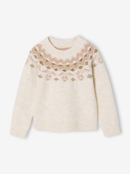 Girl's jacquard jumper with sparkly details vanilla - vertbaudet enfant 