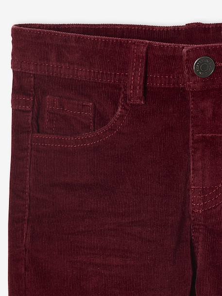 Slim Leg Corduroy Trousers for Boys bordeaux red+Tan - vertbaudet enfant 