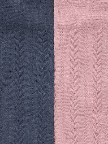 Pack of 2 Pairs of Cable-Knit Tights for Baby Girls marl grey+navy blue - vertbaudet enfant 