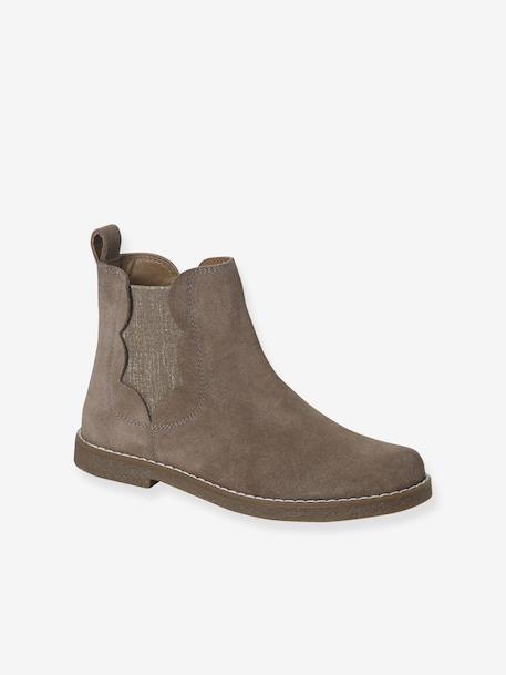 Boots enfant fille cuir zippées lot beige+noir+taupe - vertbaudet enfant 